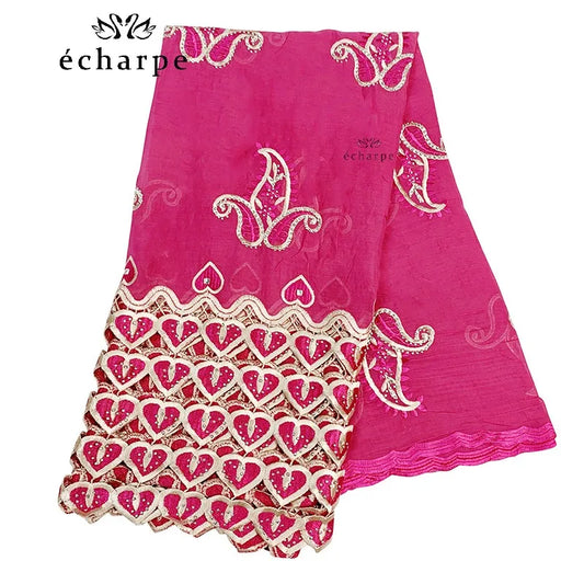 Luxury Scarf High Quality 100% Cotton Dubai African Women Islamic Scarf LOVE pattern Embroidery Chemical Lace Scarf 2 color