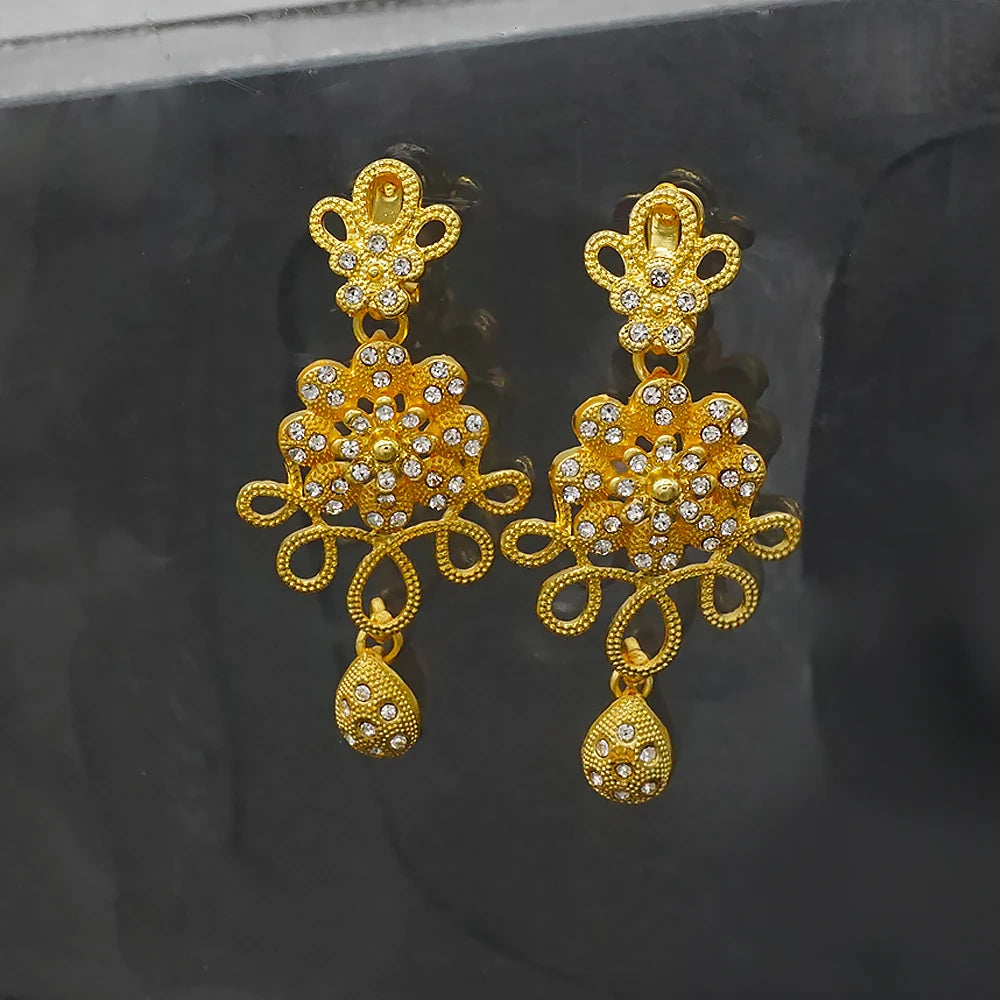 Nigeria Dubai Gold Color Fine Flowers Jewelry Sets African Wedding Gifts Party For Women Bracelet Necklace Earrings Ring Set