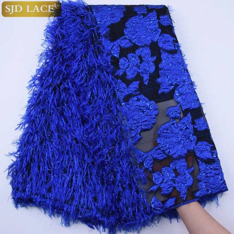 SJD African Jacquard Lace Fabric French Net Embroidery Lace 2024 High Quality Nigeria Brocade Fabric For Women Wedding Dresses