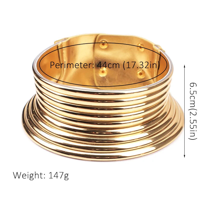 KDLUN African Bib Torques Chokers Necklaces For Women Statement Metal Geometric Collar Necklace Indian Jewelry Boho Design