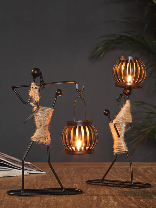 Creative Human Form Candle Holder, Nordic Iron Art Candlestick, Vintage Home Decoration Accessories, Romantic Wedding