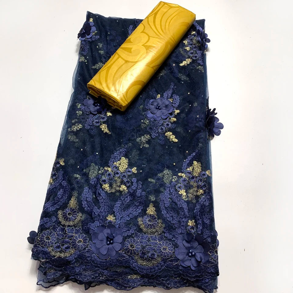 2.5+2.5 Yards African Bazin Riche Original 2024 High Quality Lace Fabric for Sewing 3d Nigerian Embroidered Wedding Material