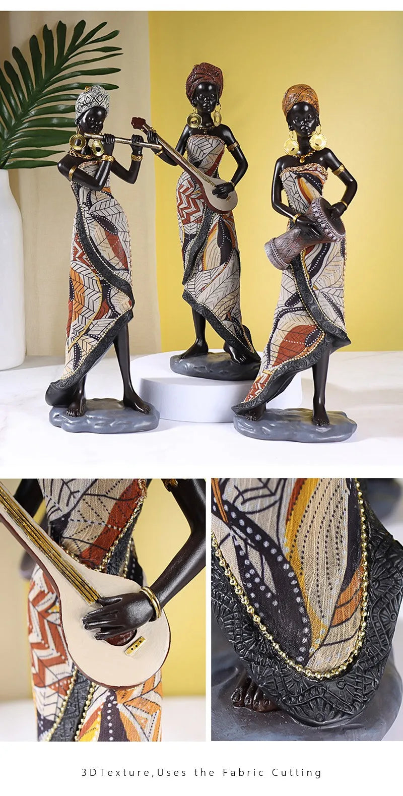 Vilead Resin African Women Statue Modern Art Figure Living Room Office Interior Decoration Accessories New Year Gifts