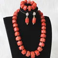 Dudo Artificial Coral Beads Jewelry Set African Nigeria Wedding Jewelry Bracelet Earrings Set 2023 Long Design