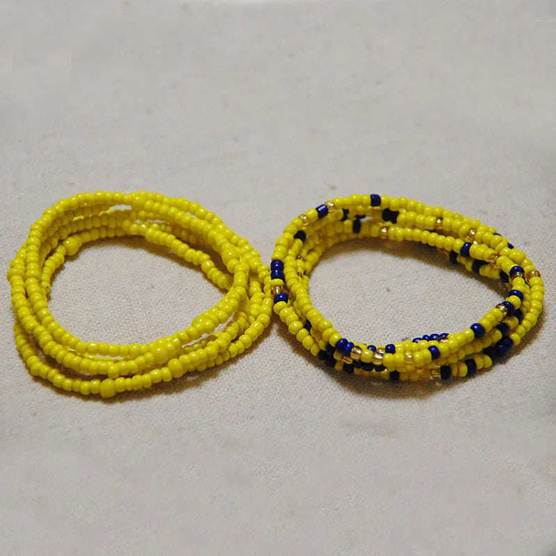 2 Pcs Sexy Summer Waist Bead Chains African Belly Beads Colorful Beach Bikini Body Belly Chain Elastic Jewelry for Women Girls