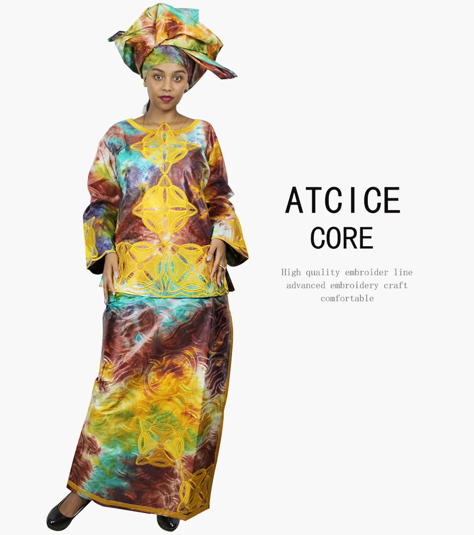 African Dresses For Women New Fashion Dashiki African Bazin Riche Embroidery Design Clothing