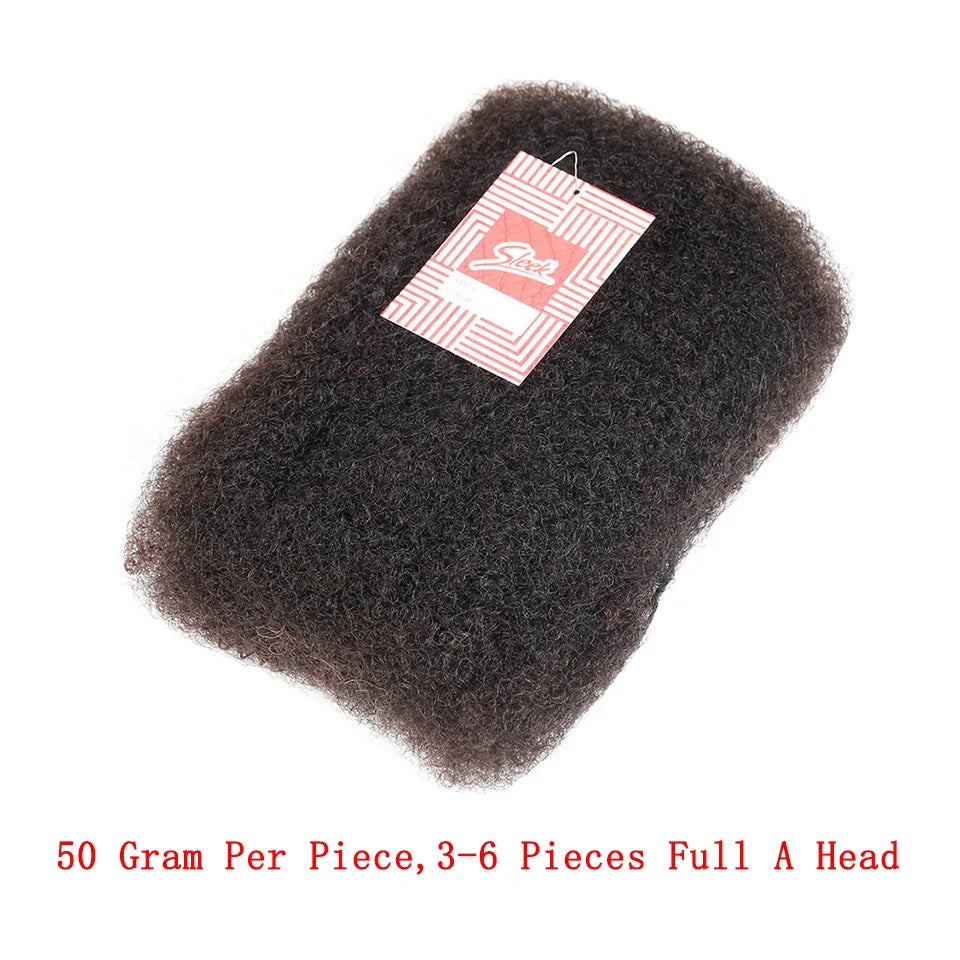 QVR Afro Kinky Bulk Human Hair Extensions Natural Black/Brown/Grey - Lightweight for Braiding, Styling & Everyday Wear