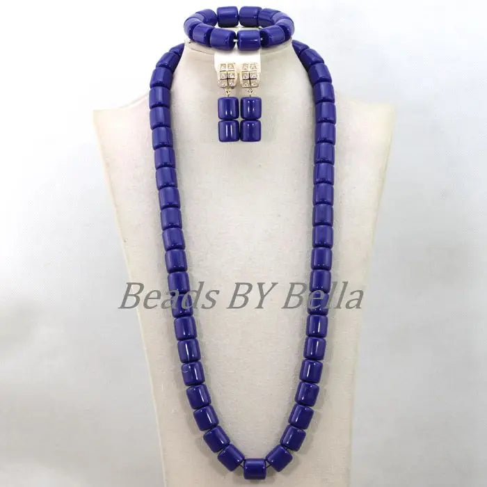 Long Fashion Wedding Beads Necklace White Artificial Coral Bridal Jewelry Sets African Beads Jewelry Set  ABK261