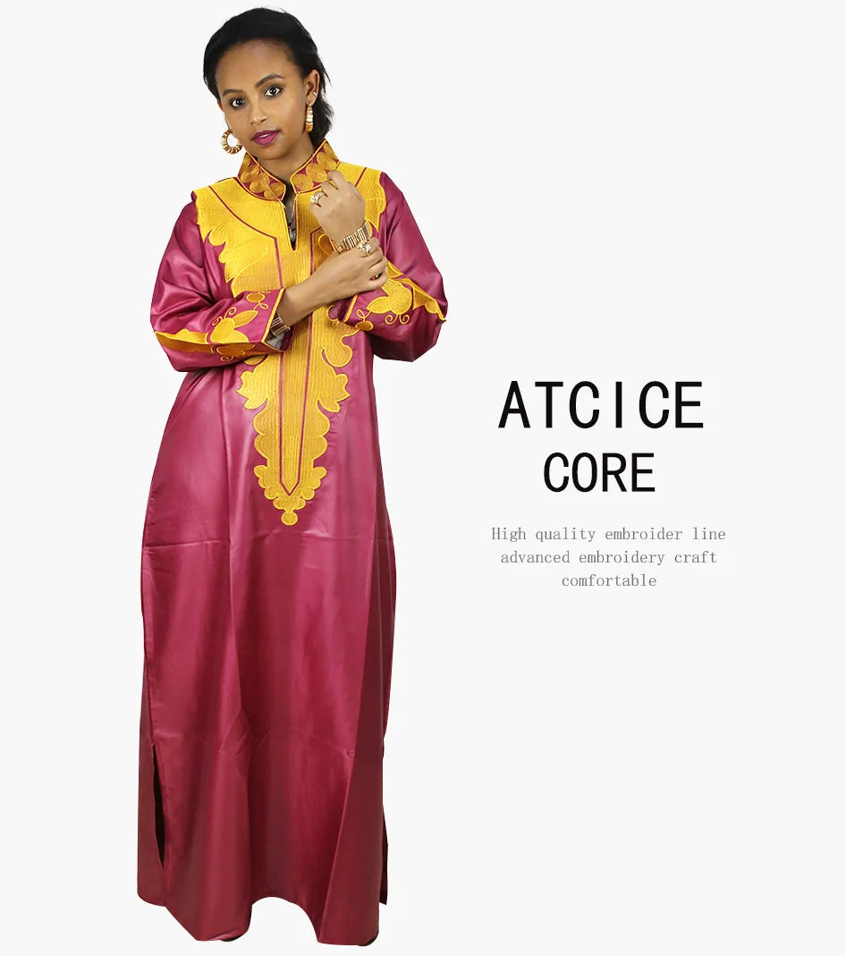 African Dress For Woman Soft Mateial With Big Emboridery Long Dress Without Scarf