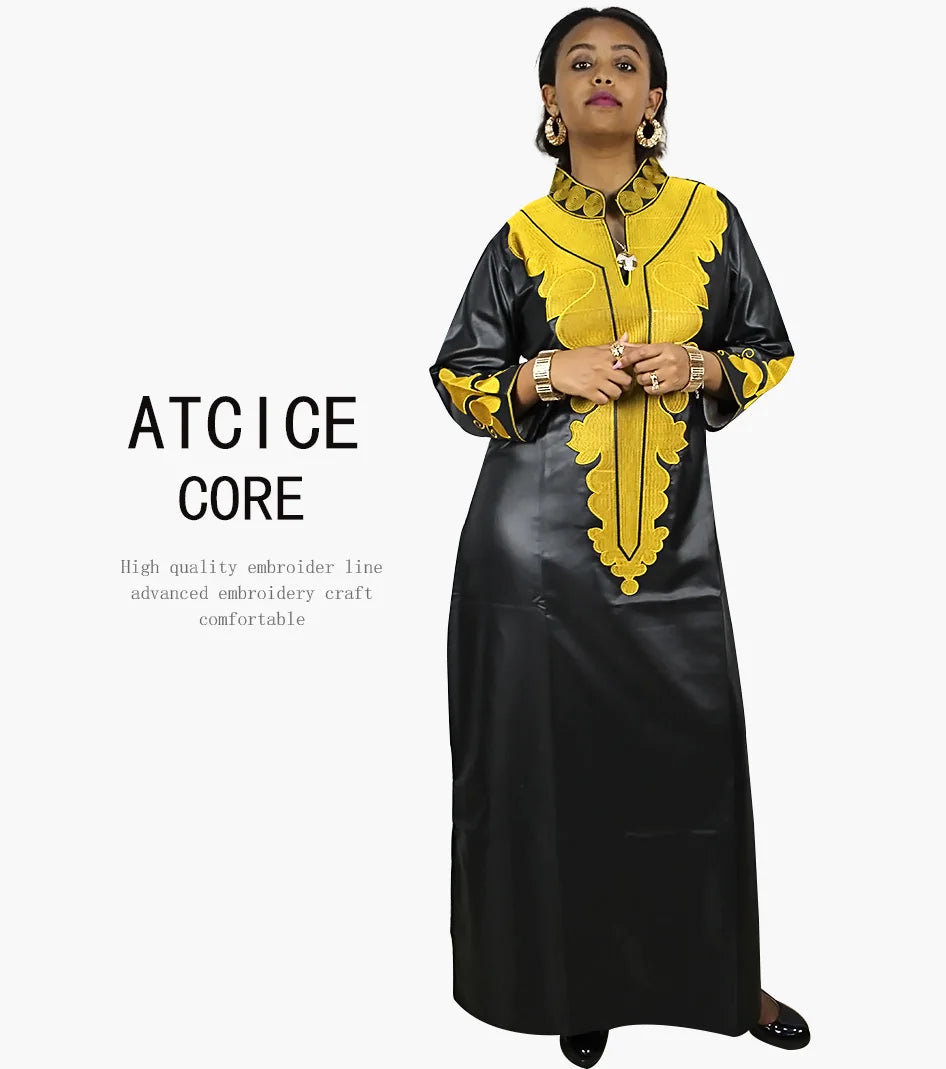 African Dress For Woman Soft Mateial With Big Emboridery Long Dress Without Scarf