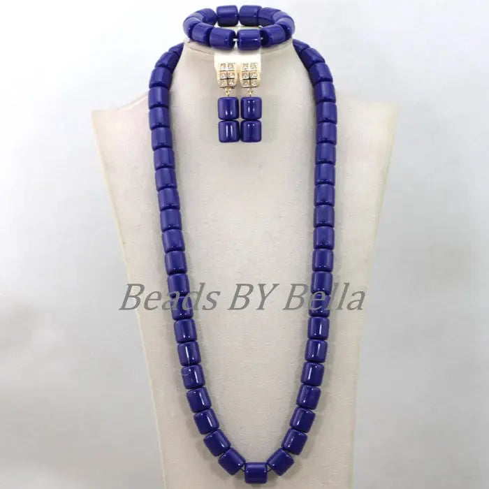 Long Fashion Wedding Beads Necklace White Artificial Coral Bridal Jewelry Sets African Beads Jewelry Set  ABK261