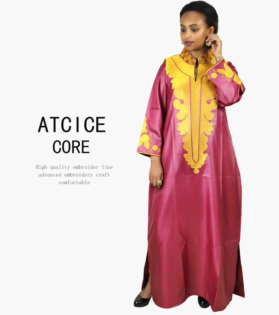 African Dress For Woman Soft Mateial With Big Emboridery Long Dress Without Scarf