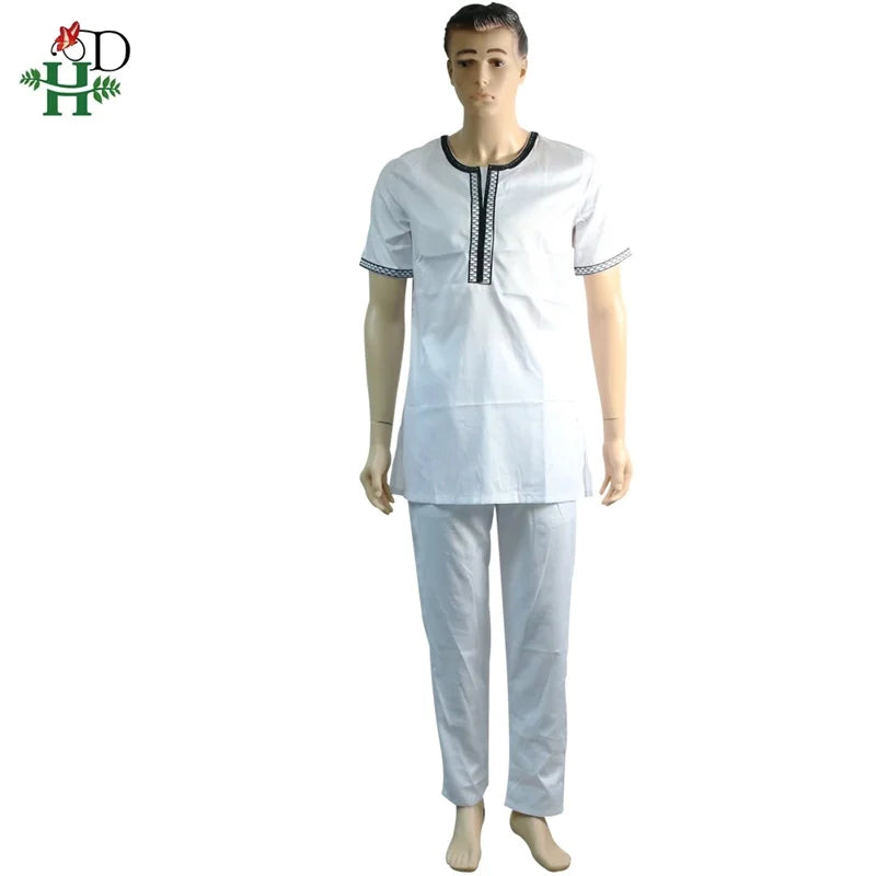 H&D African Men Clothing 3 Pieces Set Mens Dashiki Shirt Africa Agbada Outfit Clothes Dress Tops Pant Suits Children's Attire