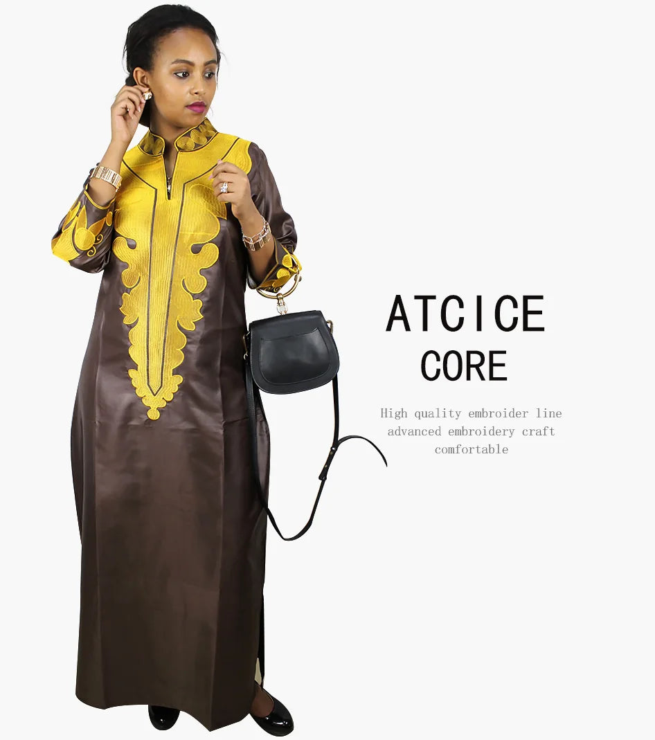 African Dress For Woman Soft Mateial With Big Emboridery Long Dress Without Scarf