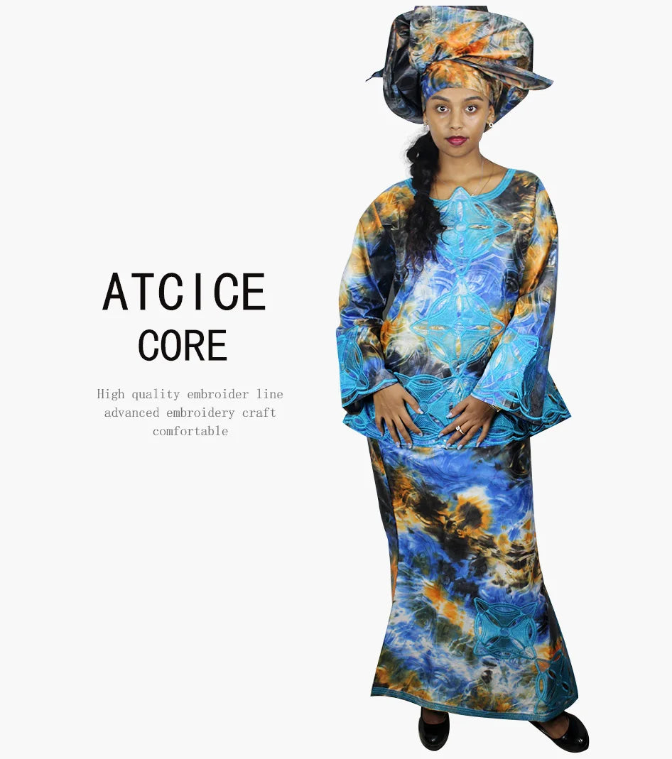 African Dresses For Women New Fashion Dashiki African Bazin Riche Embroidery Design Clothing