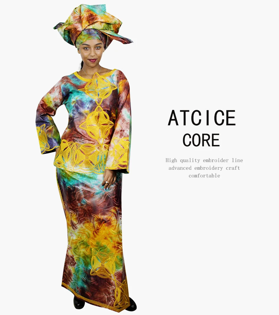 African Dresses For Women New Fashion Dashiki African Bazin Riche Embroidery Design Clothing