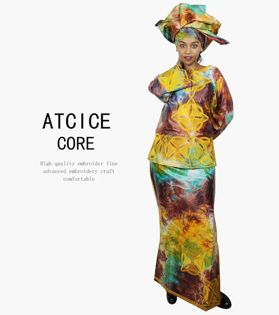 African Dresses For Women New Fashion Dashiki African Bazin Riche Embroidery Design Clothing