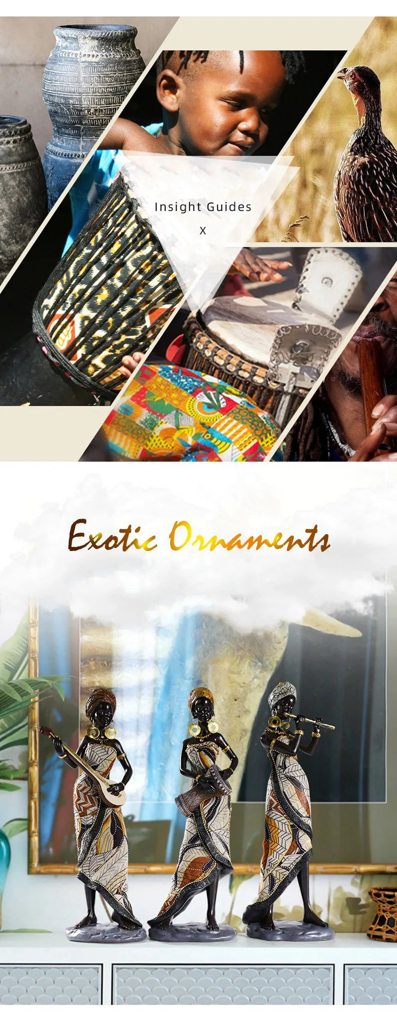 Vilead Resin African Women Statue Modern Art Figure Living Room Office Interior Decoration Accessories New Year Gifts