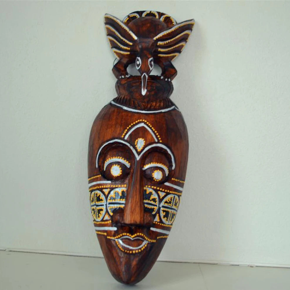 Thai Wood Carving Mask Wall Hanging Retro Wooden Crafts Home Bar Club Wall Decoration Wooden Retro Facebook Pendant
