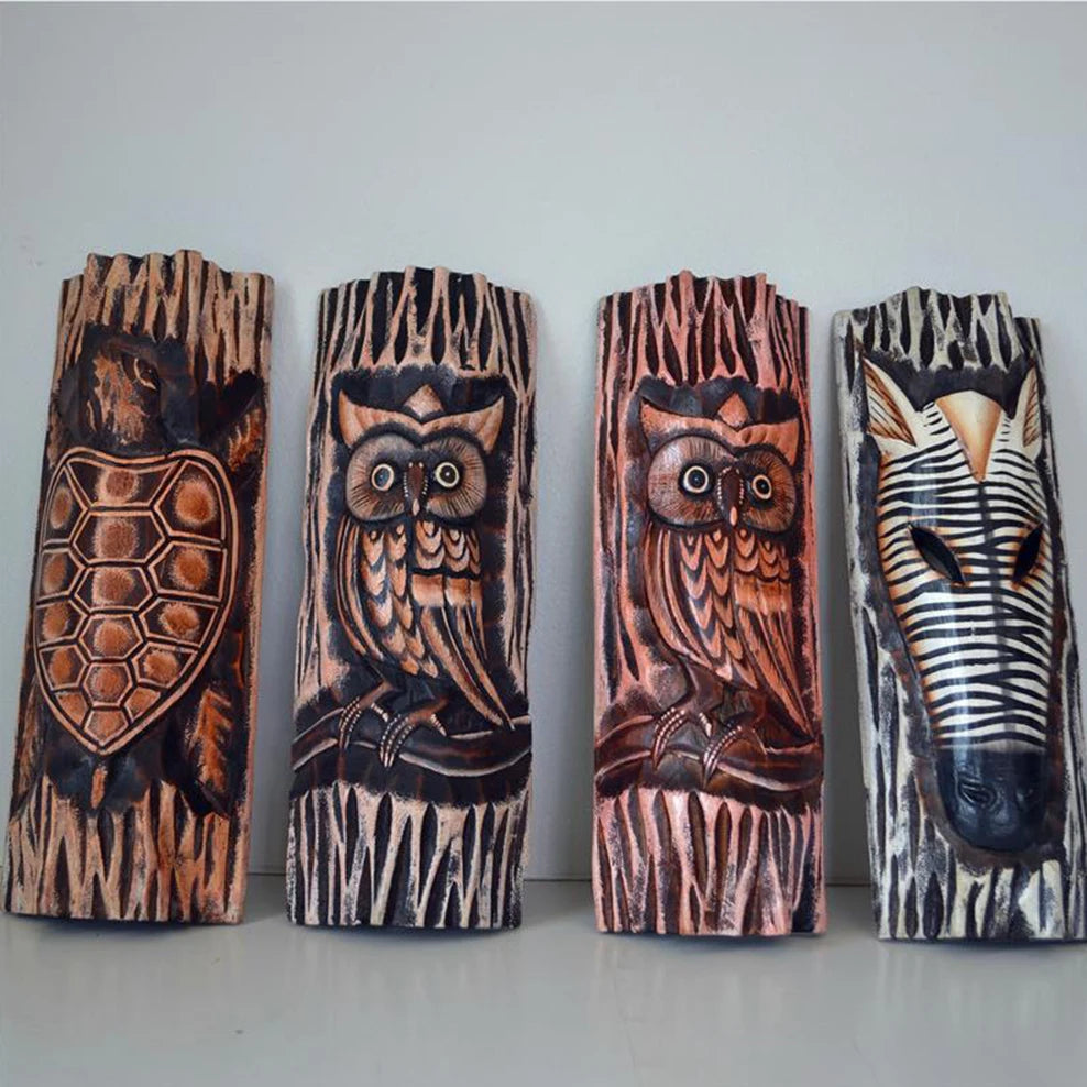 Thai Wood Carving Mask Wall Hanging Retro Wooden Crafts Home Bar Club Wall Decoration Wooden Retro Facebook Pendant