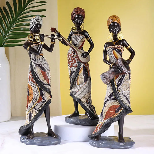 Vilead Resin African Women Statue Modern Art Figure Living Room Office Interior Decoration Accessories New Year Gifts