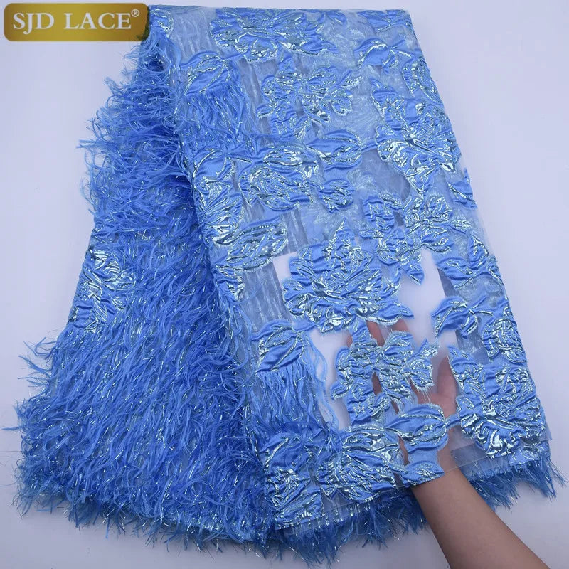 SJD African Jacquard Lace Fabric French Net Embroidery Lace 2024 High Quality Nigeria Brocade Fabric For Women Wedding Dresses