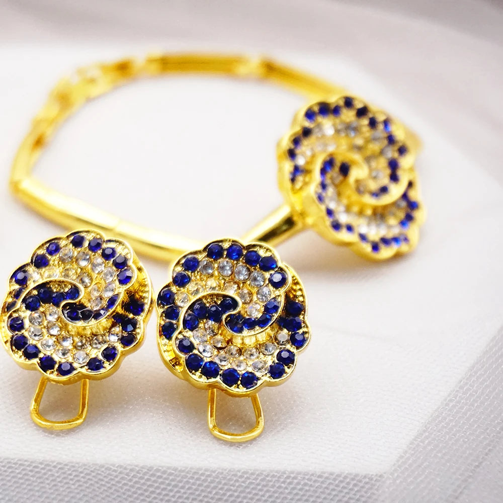 Necklace Sets For Women Dubai African Gold Color Jewelry Set Bride Earrings Rings Indian Nigerian Wedding Jewelery Set Gift