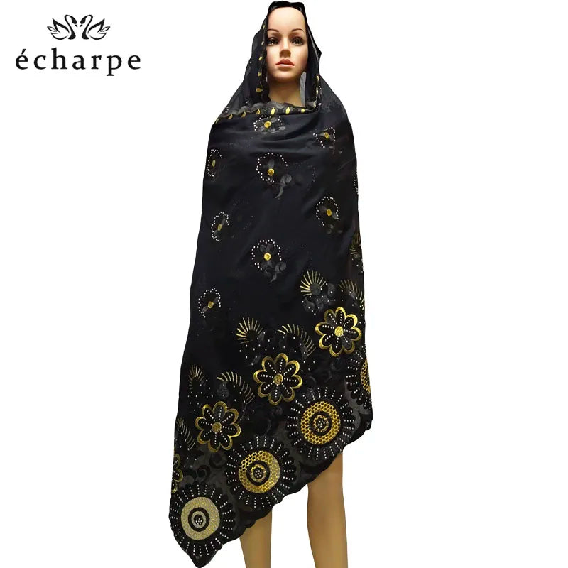 African women hijab scarf,Hollow cotton embroidered scarf,Shawl Comfortable Soft, 210 * 110 cm EC188