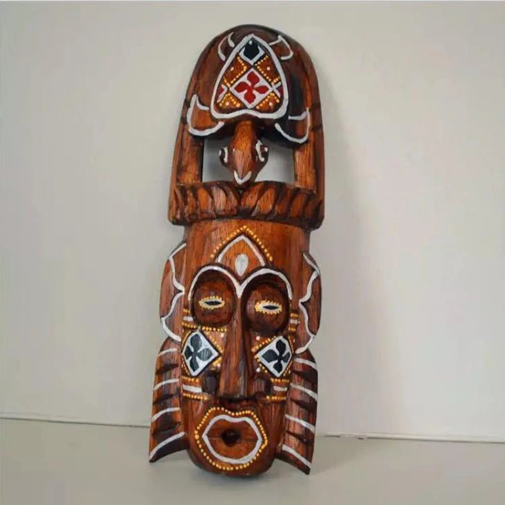 Thai Wood Carving Mask Wall Hanging Retro Wooden Crafts Home Bar Club Wall Decoration Wooden Retro Facebook Pendant