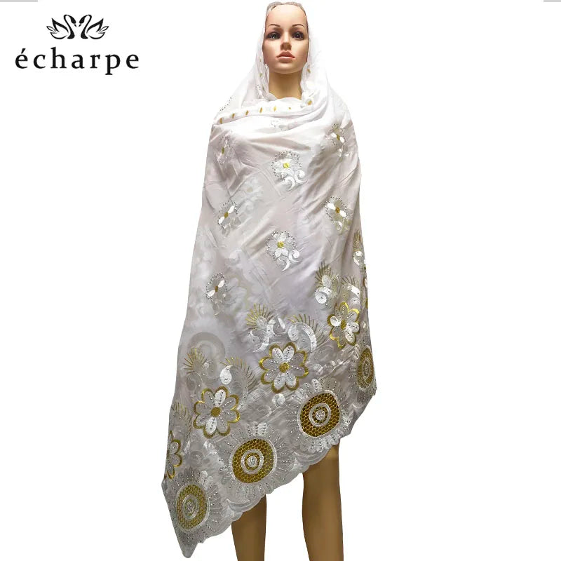 African women hijab scarf,Hollow cotton embroidered scarf,Shawl Comfortable Soft, 210 * 110 cm EC188
