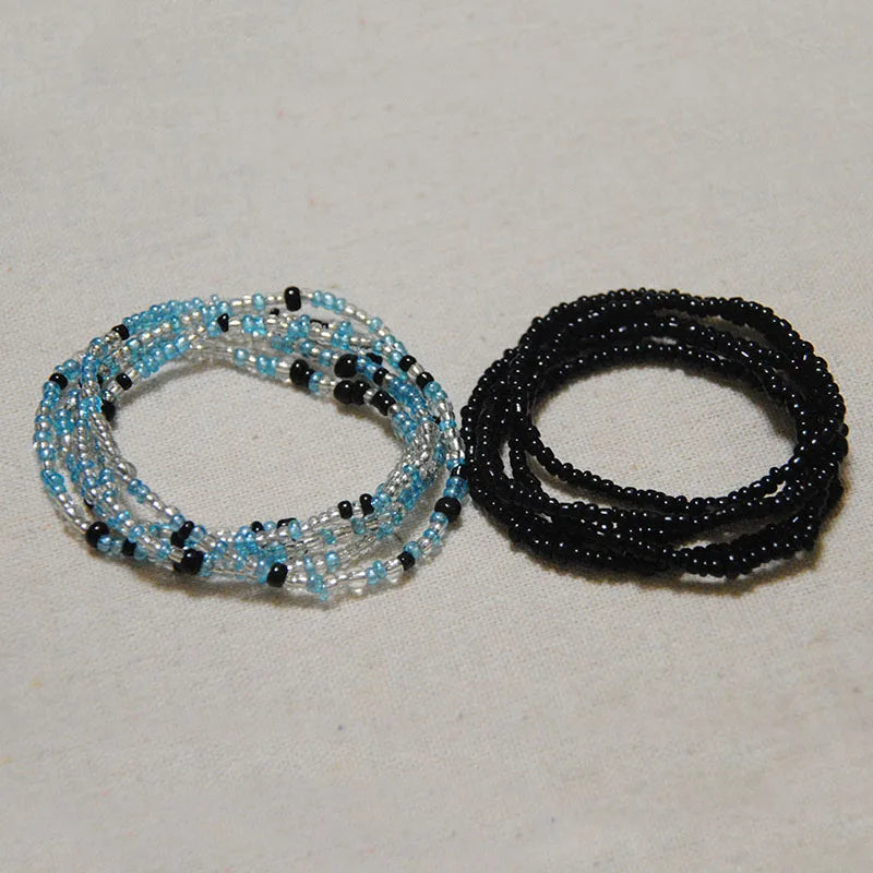 2 Pcs Sexy Summer Waist Bead Chains African Belly Beads Colorful Beach Bikini Body Belly Chain Elastic Jewelry for Women Girls