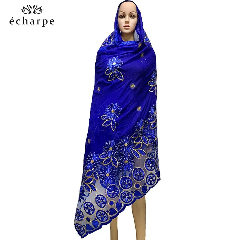 New African Women Scarfs muslim embroidery soft cotton big scarf for shawls wraps pashmina BM937