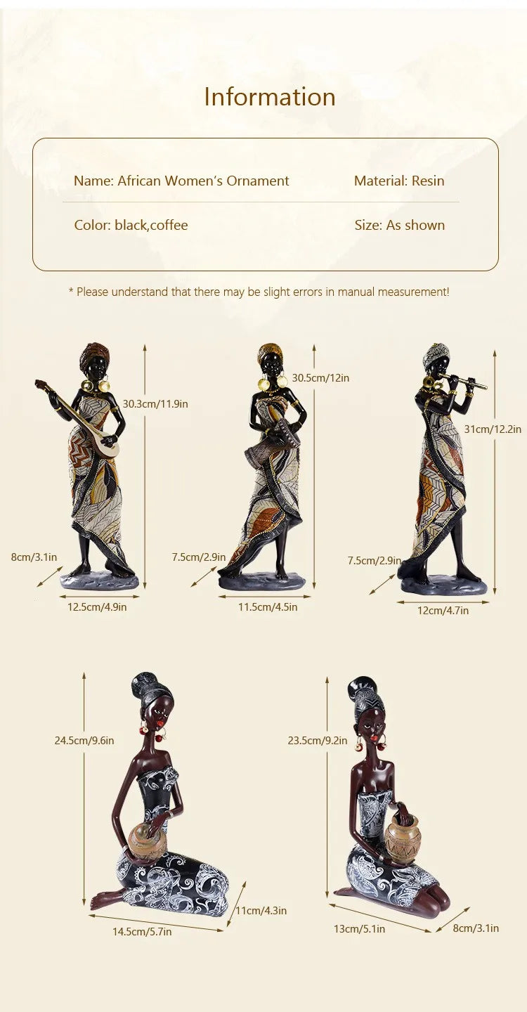 Vilead Resin African Women Statue Modern Art Figure Living Room Office Interior Decoration Accessories New Year Gifts