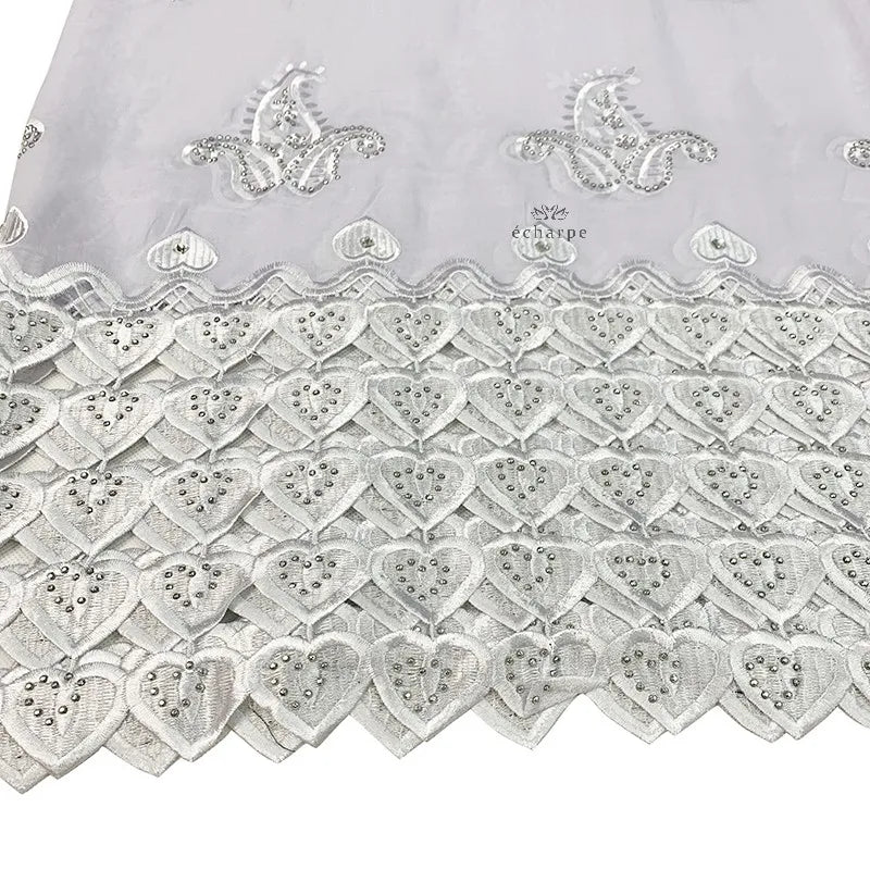 Luxury Scarf High Quality 100% Cotton Dubai African Women Islamic Scarf LOVE pattern Embroidery Chemical Lace Scarf 2 color