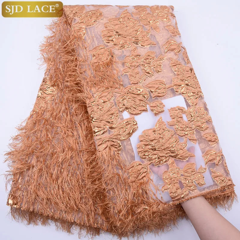 SJD African Jacquard Lace Fabric French Net Embroidery Lace 2024 High Quality Nigeria Brocade Fabric For Women Wedding Dresses