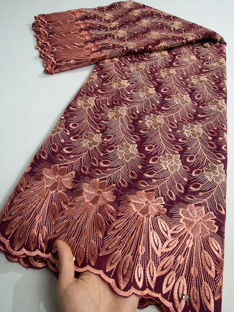 2024 African Cotton Lace Fabric High Quality Nigerian Stones Cotton Lace Fabric Swiss Voile Lace For Women Wedding Dress TY3806