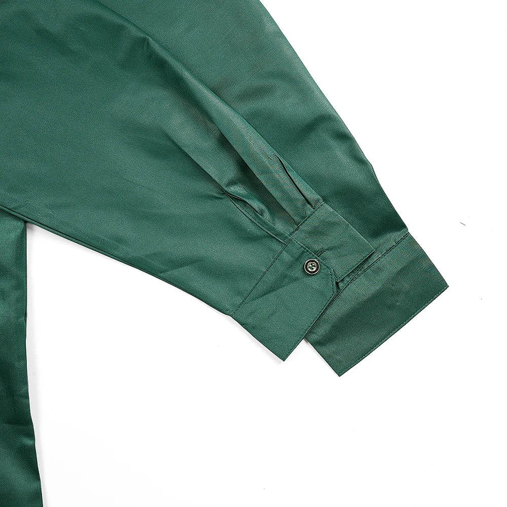 H&D 2025 African Nigerian Fashion Men Green Traditional Outfits Muslim Thobe Suit Complete Print 2 PCS Clothing Ramadan Sets