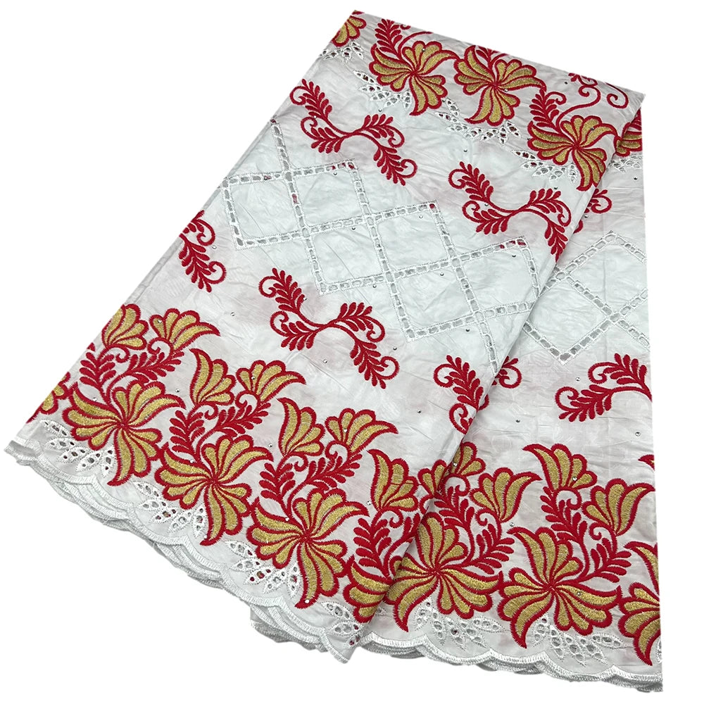 African Bazin Riche Fabric for Dress, African Lace Fabric, Nigerian Embroidery, 100% Cotton, 2.5Yards, F05, Latest