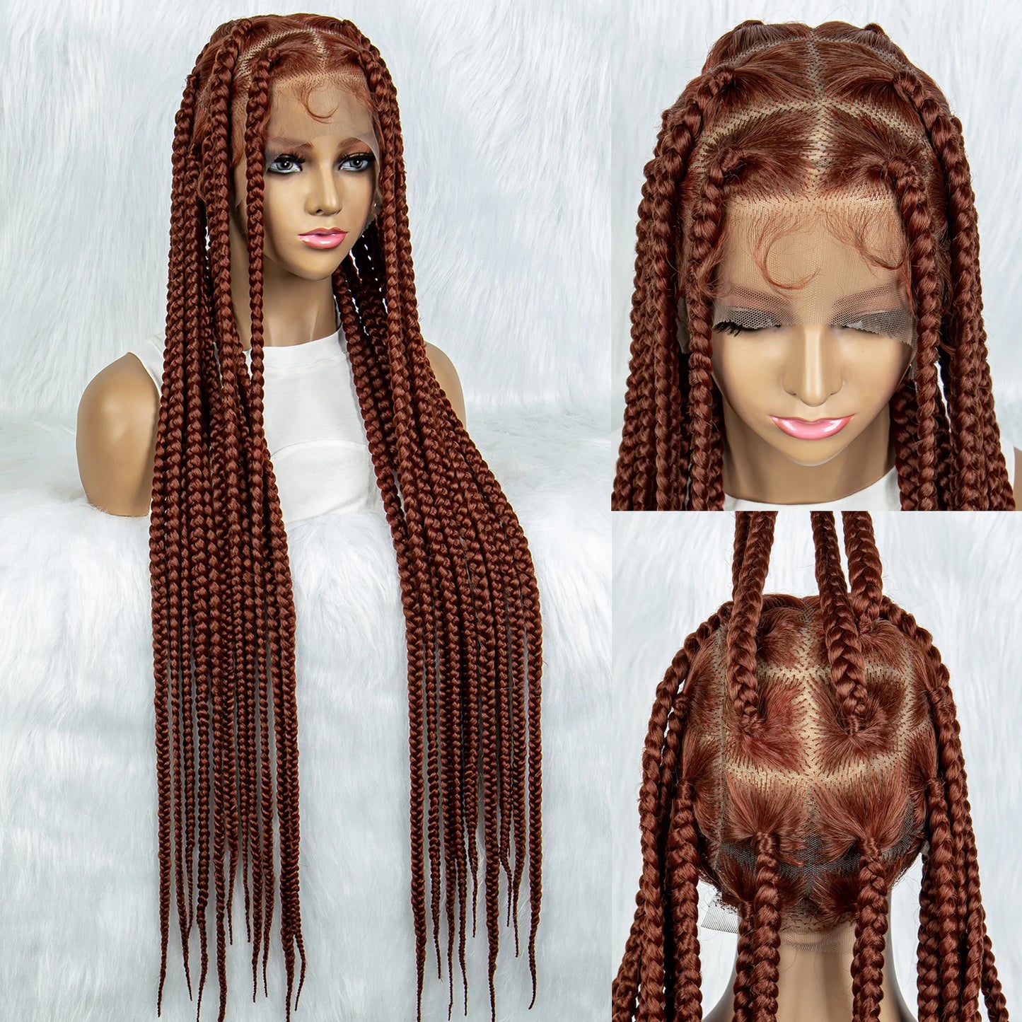HD Full Lace Braided Wigs for Black Women Box Braids Synthetic Lace Front Wig Big Square Knotless Box Braids With Baby Hair