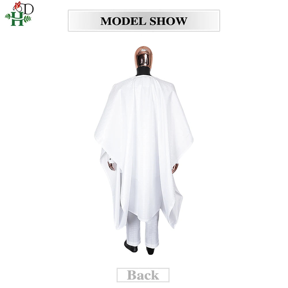 H&D African clothes For Men Embroidered Robes Dashiki Shirt Pants 3PCS Set Muslim Ramadan Thobe Wedding Festivals Christmas Gown