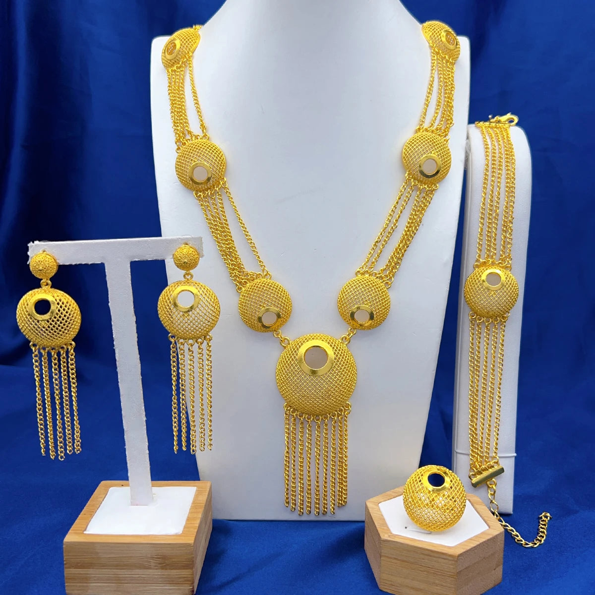 ANIID Dubai 24K Gold Color Long Jewelry Sets Wedding African Necklace Earrings For Women Nigerian Indian Bridal Set Party Gifts