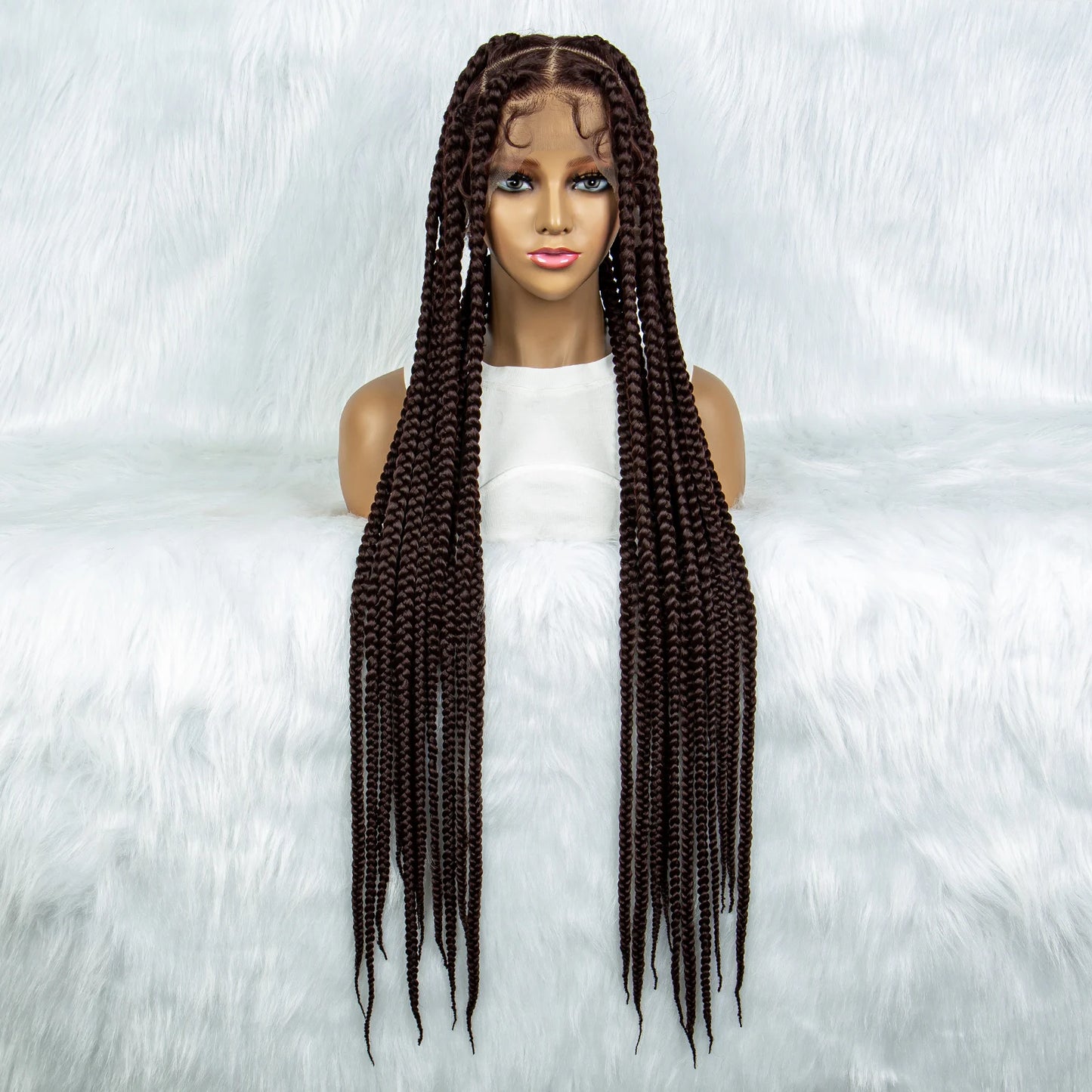 HD Full Lace Braided Wigs for Black Women Box Braids Synthetic Lace Front Wig Big Square Knotless Box Braids With Baby Hair