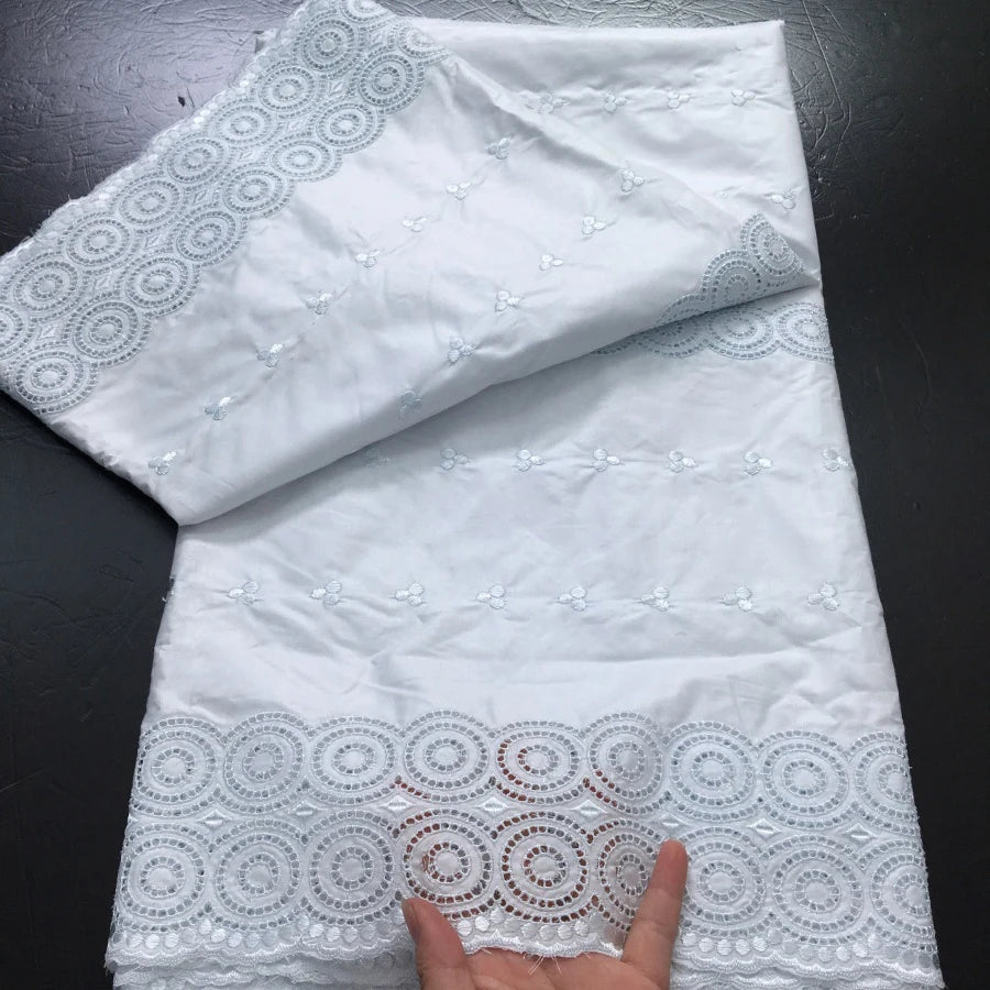 African Dry Cotton Lace Fabric 2025 High Quality 5 Yards Embroidered Men's Nigerian Lace Fabric Elegant Dress for Party A4041