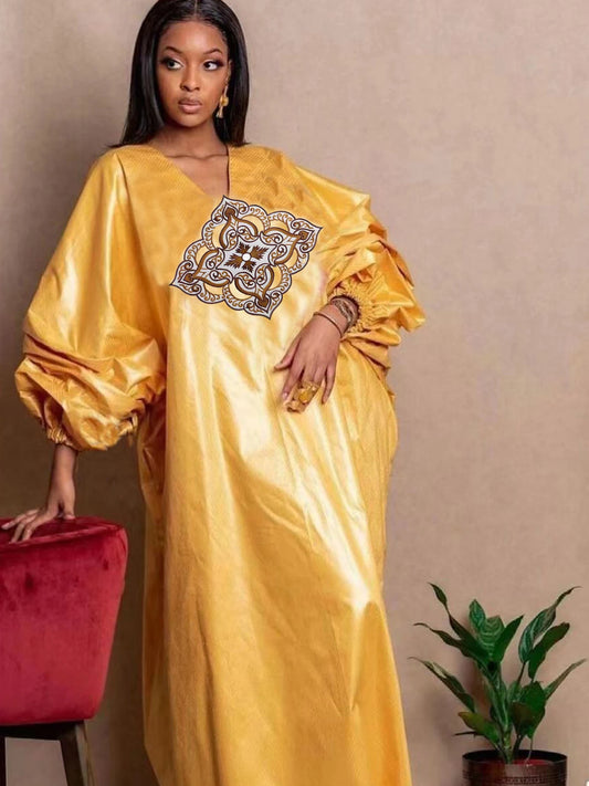 Gold Original Bazin Riche Long Dresses For Ankara Women Bride Wedding Top Quality Bazin Riche Dashiki Robe Nigeria Clothing