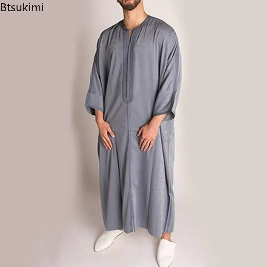 New 2025 Islam Muslim Men Clothing Loose Jubba Thobe Abaya Tenue Musulmane Pour Homme Caftan Islamic Robes Pakistan Arabia Dress