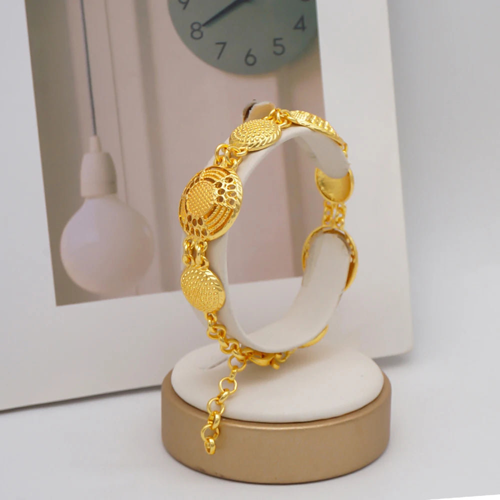 Trendy Nigerian Dubai Gold Color Jewelry Set For Women Tassel Long Chain Bridal Long Necklace Bracelet Earring Ring Wedding Sets