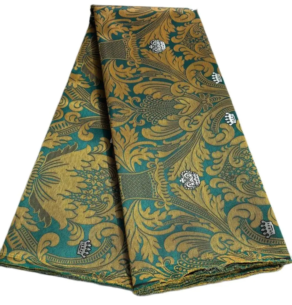 African Thick Damask Lace Fabric 2.5Yard Or 5Yards 2025 Jacquard Brocade Fabrics DIY Sew For Nigeria Women Headtie Aso obi Dress