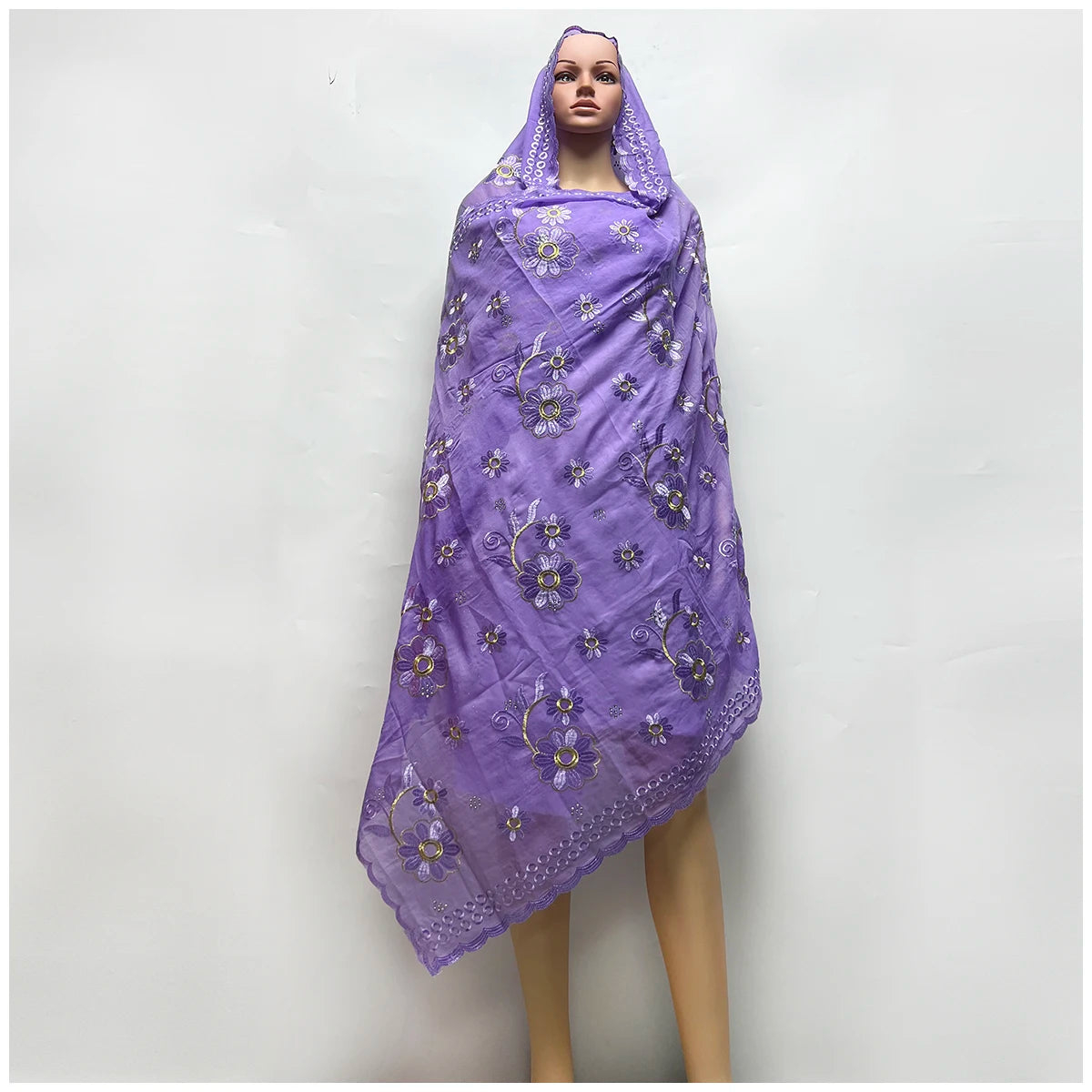 2025 Fashion Design Dubai Scarf For Muslim Women African Cotton Hijab Islam Hijab Pashmina Turban Headscarf Embroidery Shawls