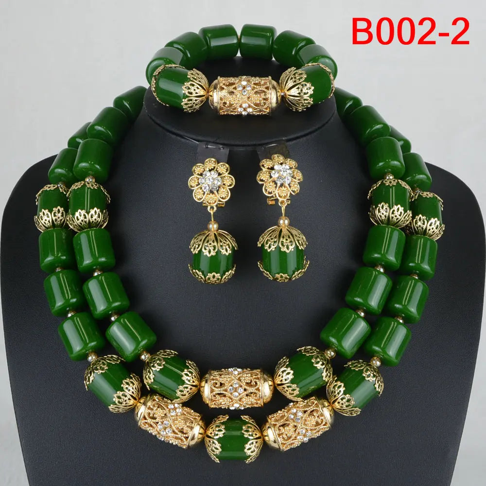 African Beads Wedding Necklace Set Artificial Coral Beads Jewelry Set Wholesale Nigeria Bride Wedding