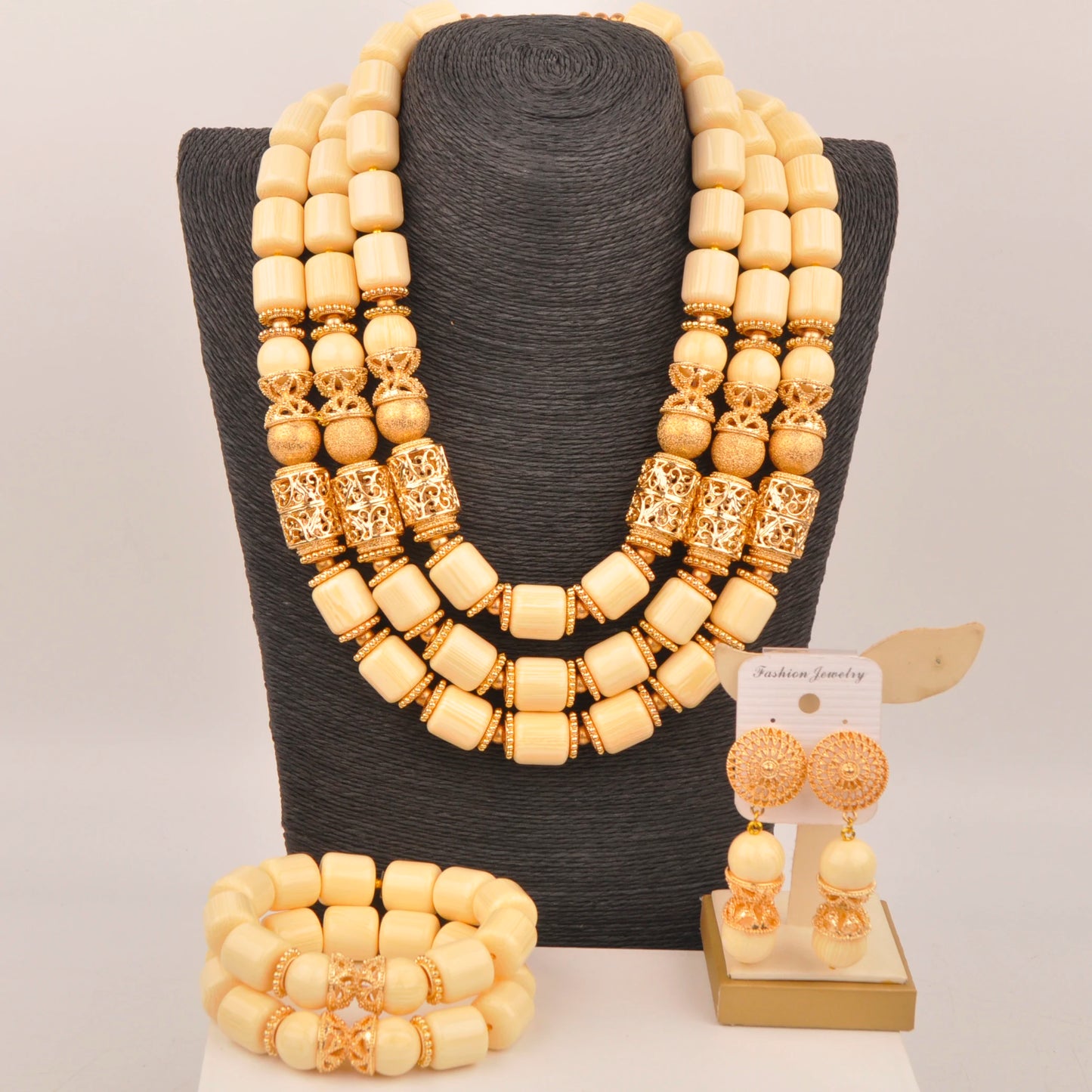 African Wedding Couple Set Orange Artificial Coral Beads Jewelry Set